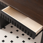 Farmhouse Wooden Oval Dining Table With Fluted Double Pedestal Base