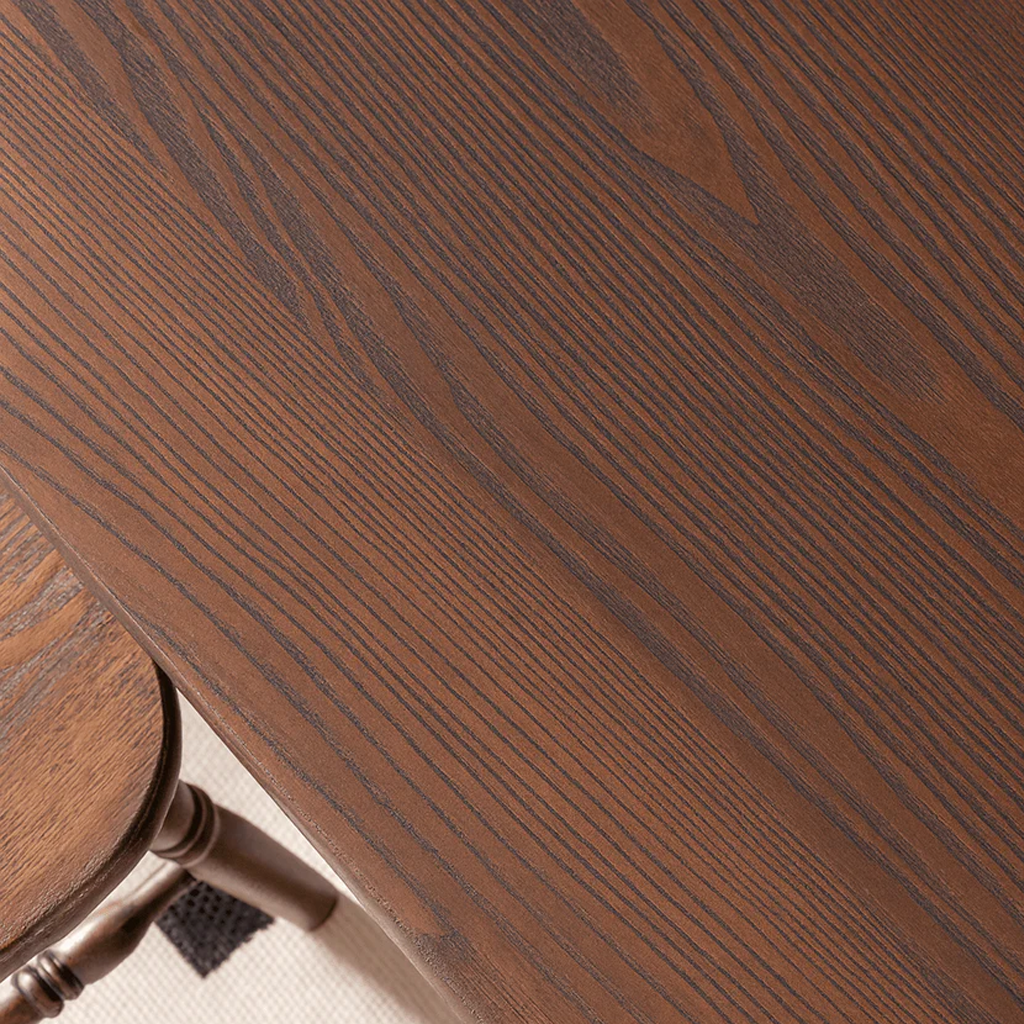 Farmhouse Wooden Oval Dining Table With Fluted Double Pedestal Base