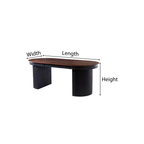 Farmhouse Wooden Oval Dining Table With Fluted Double Pedestal Base