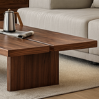 Farmhouse Wooden Rectangular Coffee Table With Wide Panel Legs