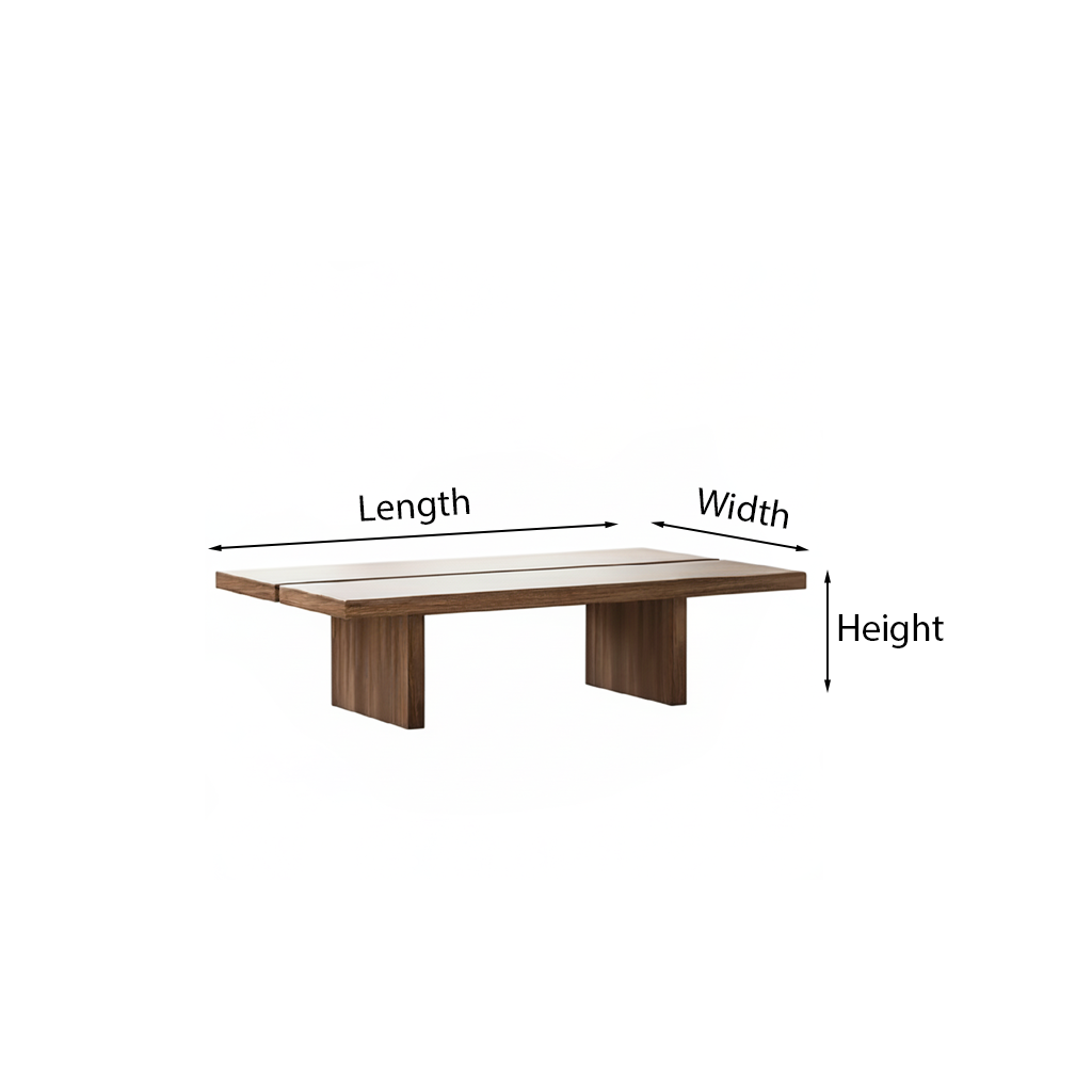Farmhouse Wooden Rectangular Coffee Table With Wide Panel Legs
