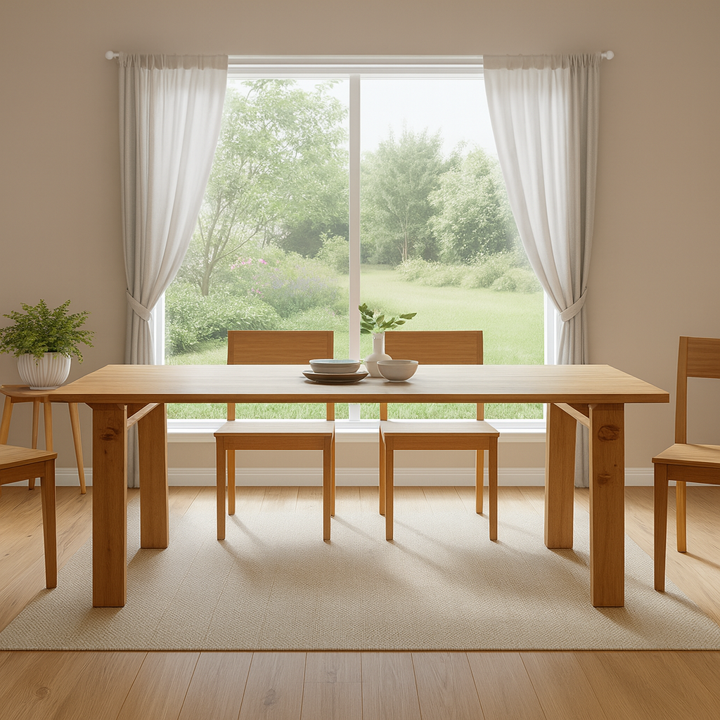 Farmhouse Wooden Rectangular Dining Table For Dining Room