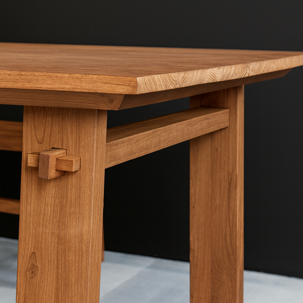 Farmhouse Wooden Rectangular Dining Table For Dining Room