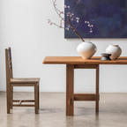 Farmhouse Wooden Rectangular Dining Table With Trestle Base For Dining Room