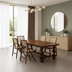 Farmhouse Wooden Rectangular Dining Table With Turned Legs For Dining Room