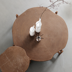 Farmhouse Wooden Round Coffee Table With Cross Stretcher Base