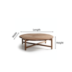Farmhouse Wooden Round Coffee Table With Cross Stretcher Base