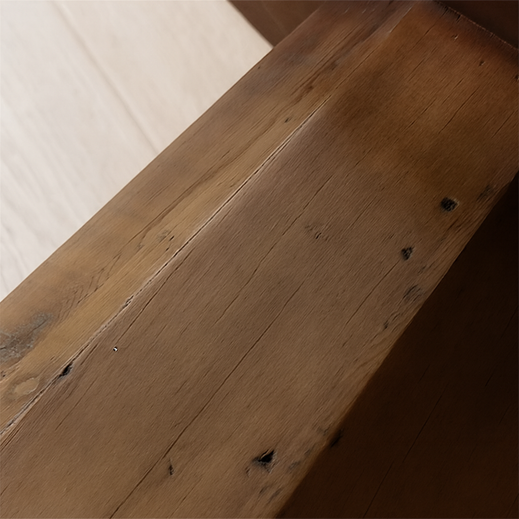 Farmhouse Wooden Round Coffee Table With Faceted Pedestal Base