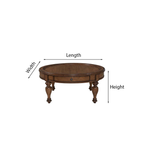 Farmhouse Wooden Round Coffee Table With Turned Legs For Living Room