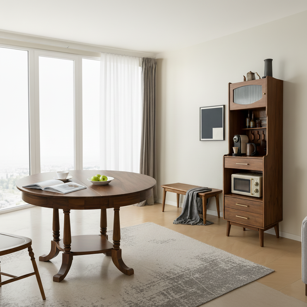 Farmhouse Wooden Round Extendable Dining Table