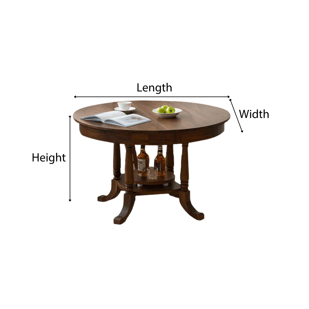 Farmhouse Wooden Round Extendable Dining Table