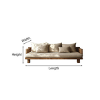 Farmhouse Wooden Sofa With Neutral Cushions For Living Room
