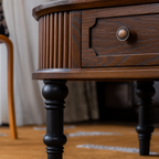 French Country Oval Fluted Wooden Coffee Table With Drawer