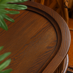 French Country Oval Fluted Wooden Coffee Table With Drawer