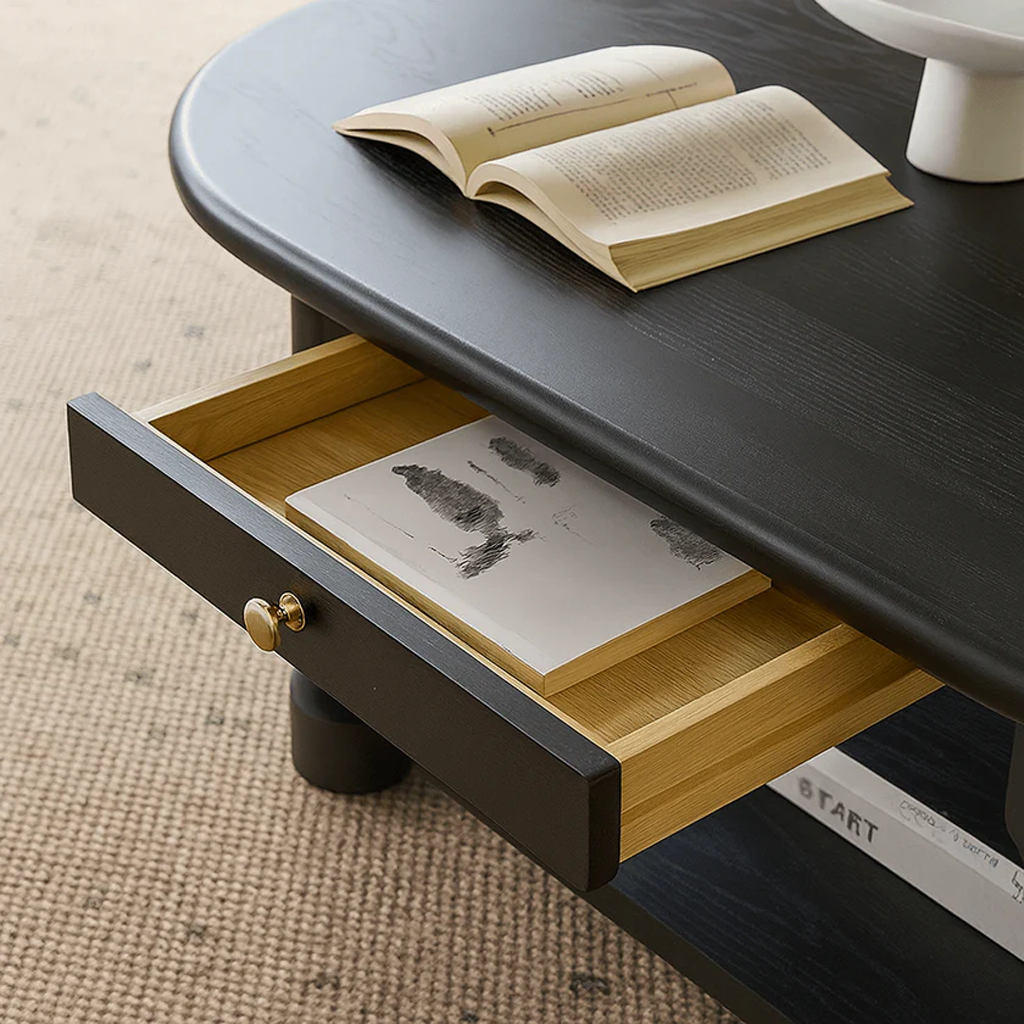 French Country Oval Wooden Coffee Table With Turned Legs