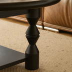 French Country Oval Wooden Coffee Table With Turned Legs