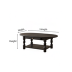 French Country Oval Wooden Coffee Table With Turned Legs