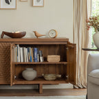 Hand-Carved Solid Wood Sideboard Cabinet For Living Room