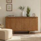 Hand-Carved Solid Wood Sideboard Cabinet For Living Room