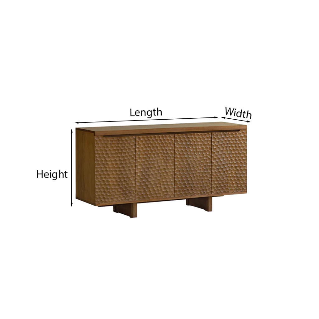 Hand-Carved Solid Wood Sideboard Cabinet For Living Room