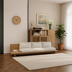 Japandi Wooden Low Profile Sofa For Living Room