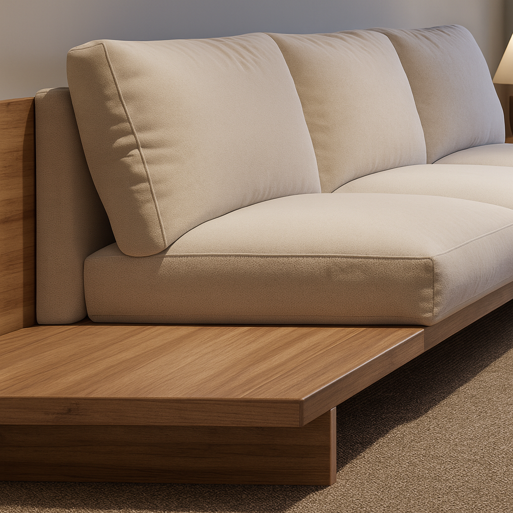 Japandi Wooden Low Profile Sofa For Living Room