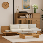 Japandi Wooden Low Profile Sofa For Living Room