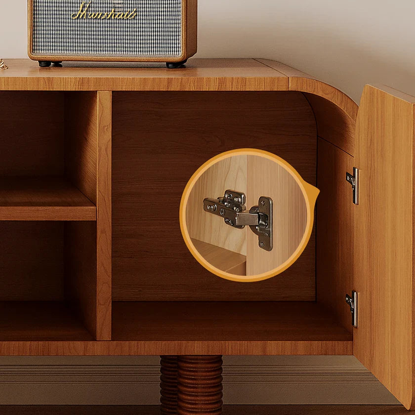Mid-Century Fluted Solid Wood TV Stand With Rounded Corners