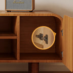 Mid-Century Fluted Solid Wood TV Stand With Rounded Corners