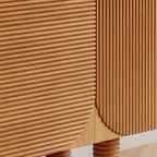 Mid-Century Fluted Solid Wood TV Stand With Rounded Corners