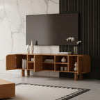 Mid-Century Fluted Solid Wood TV Stand With Rounded Corners