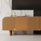 Mid-Century Fluted Solid Wood TV Stand With Rounded Corners