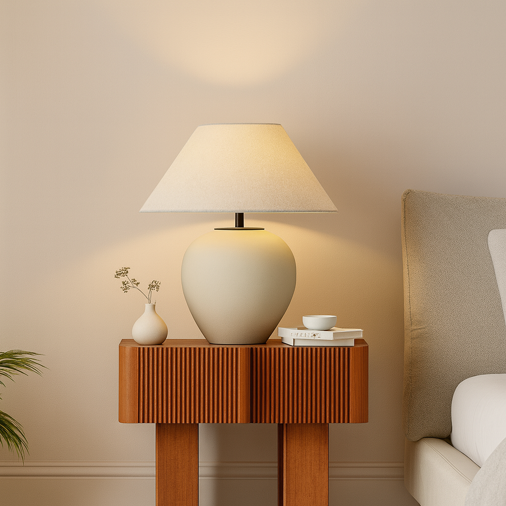 Mid-Century Fluted Wooden Nightstand