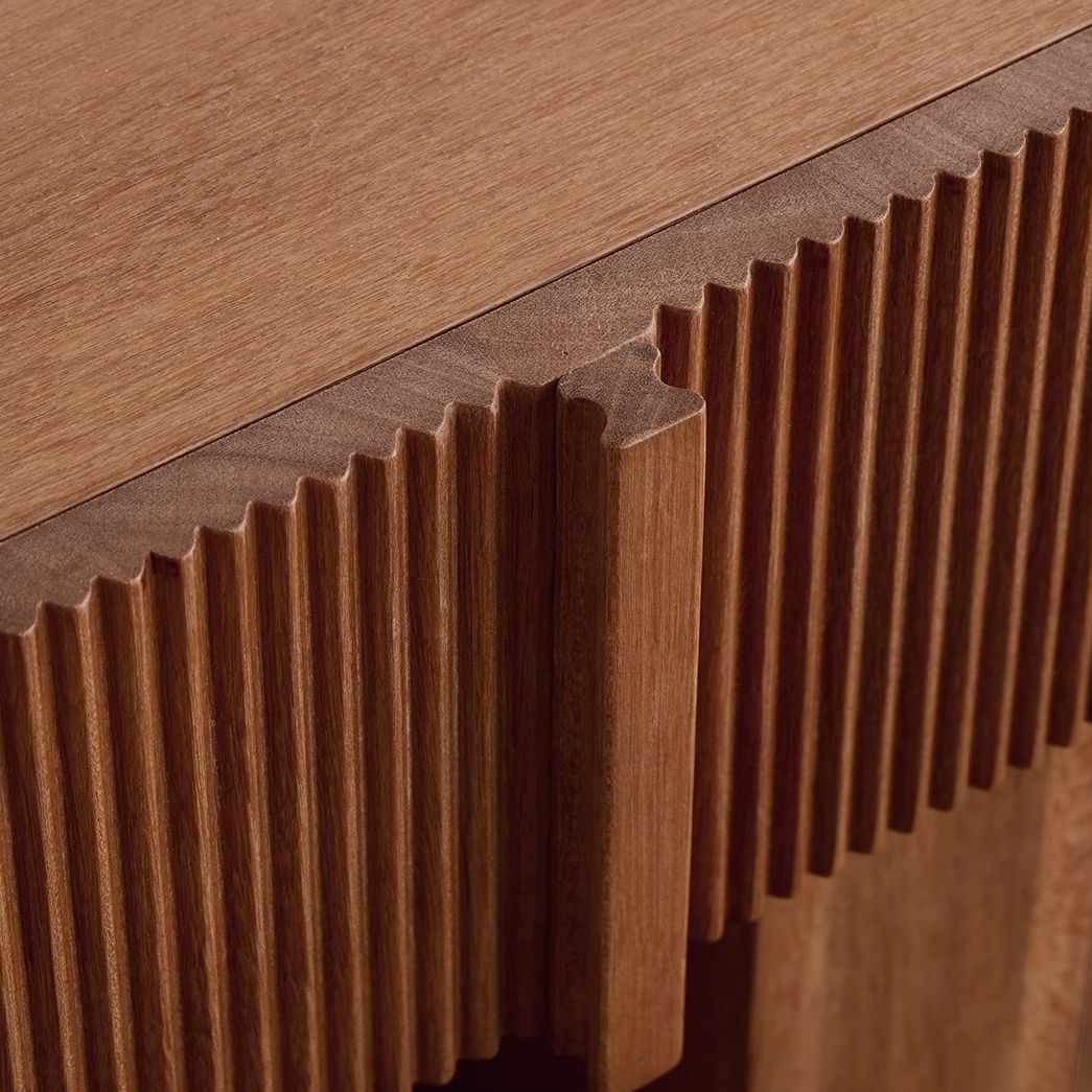 Mid-Century Fluted Wooden Nightstand