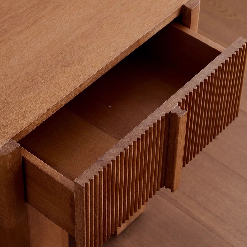 Mid-Century Fluted Wooden Nightstand