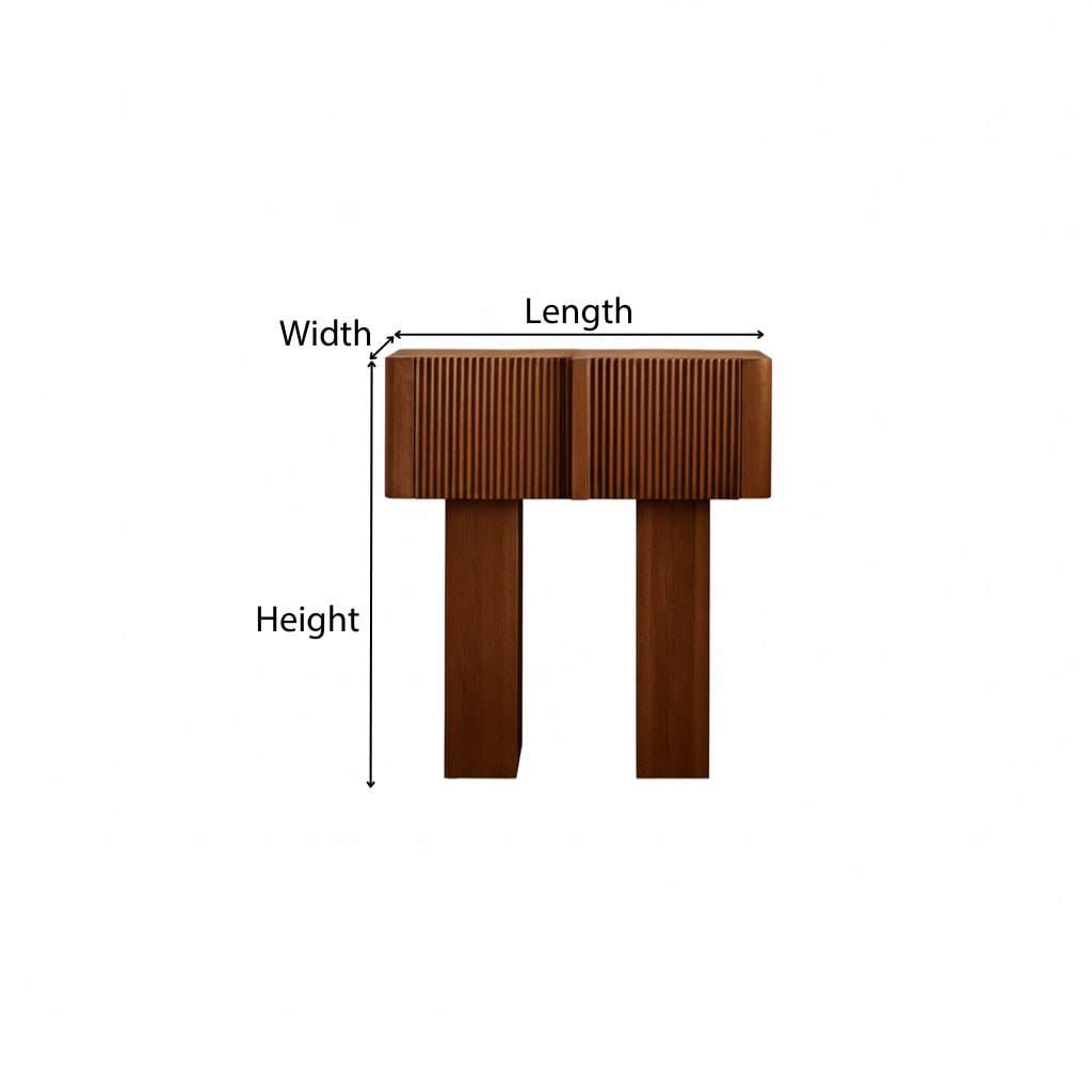 Mid-Century Fluted Wooden Nightstand