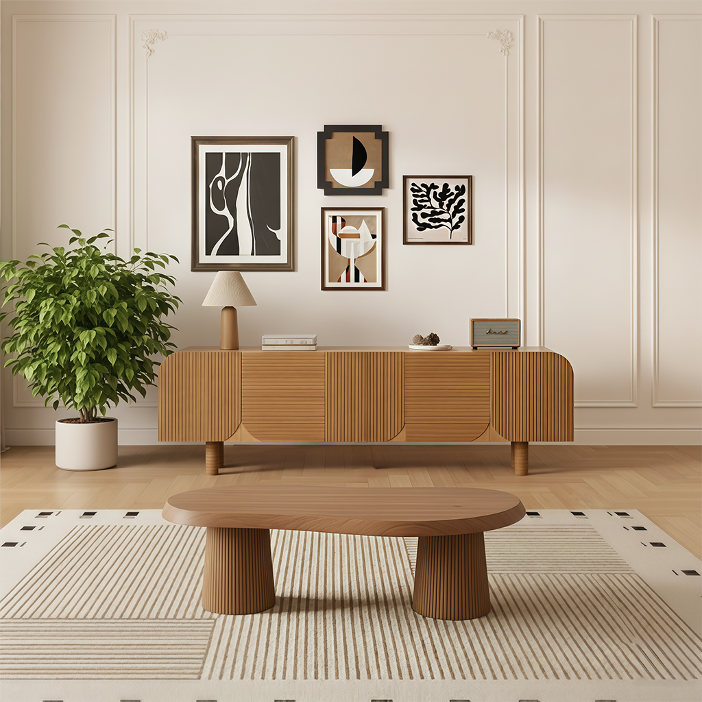 Mid-Century Organic Solid Wood Coffee Table