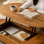 Mid-Century Oval Lift-Top Wooden Coffee Table