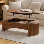 Mid-Century Oval Lift-Top Wooden Coffee Table