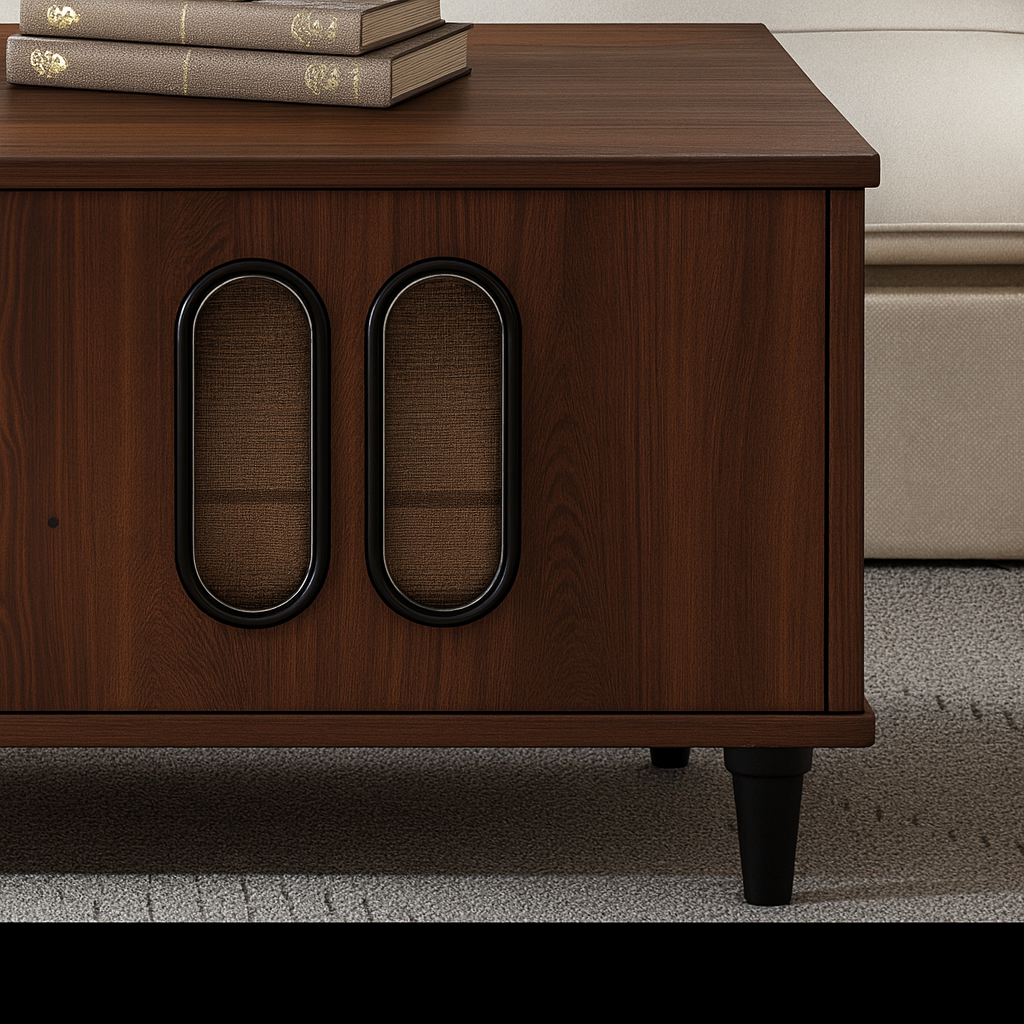 Mid-Century Rectangular Wooden Coffee Table For Living Room