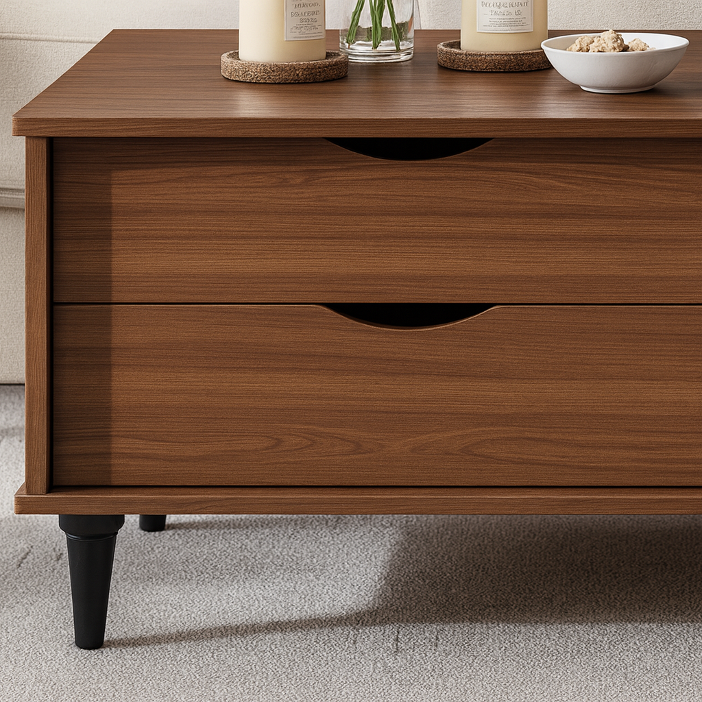 Mid-Century Rectangular Wooden Coffee Table For Living Room