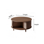 Mid-Century Round Wooden Coffee Table For Living Room