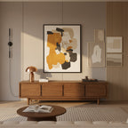 Mid-Century Solid Pine Wood TV Stand With Rounded Panel Doors