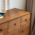 Mid-Century Solid Wood Cabinet With Rounded Corners For Living Room