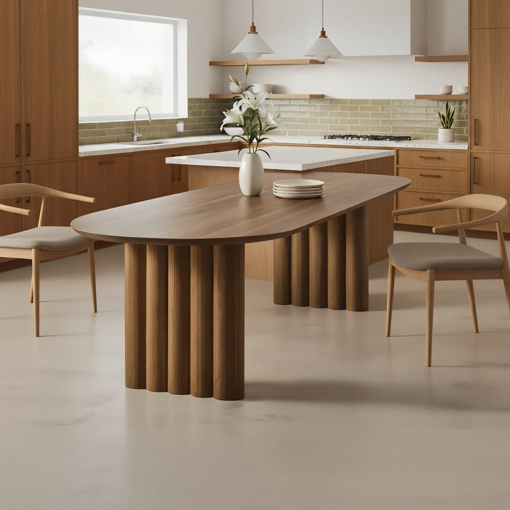 Mid-Century Solid Wood Dining Table