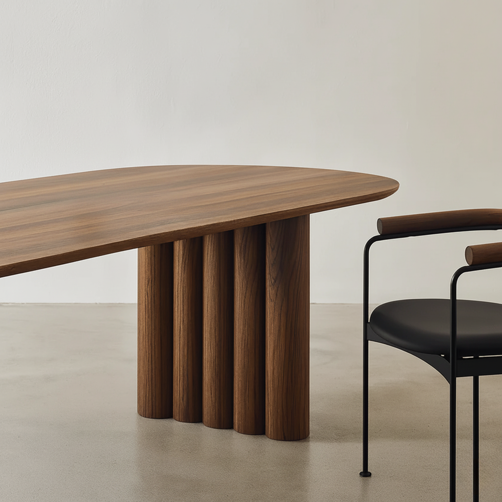 Mid-Century Solid Wood Dining Table