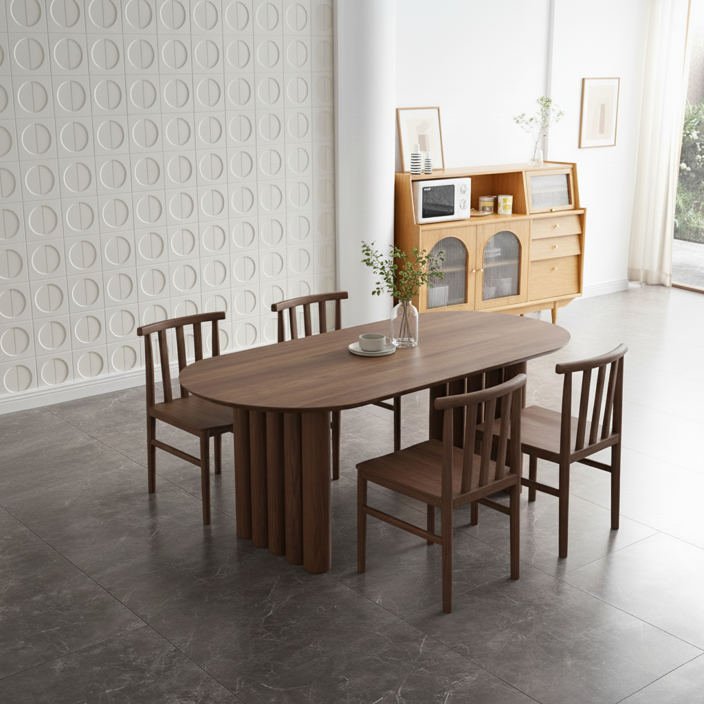 Mid-Century Solid Wood Dining Table