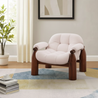 Mid-Century Wooden Accent Chair With Upholstered Seat For Living Room