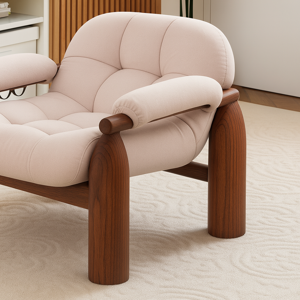 Mid-Century Wooden Accent Chair With Upholstered Seat For Living Room