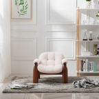 Mid-Century Wooden Accent Chair With Upholstered Seat For Living Room